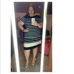 Ava & Viv Black and White Striped T-shirt Dress